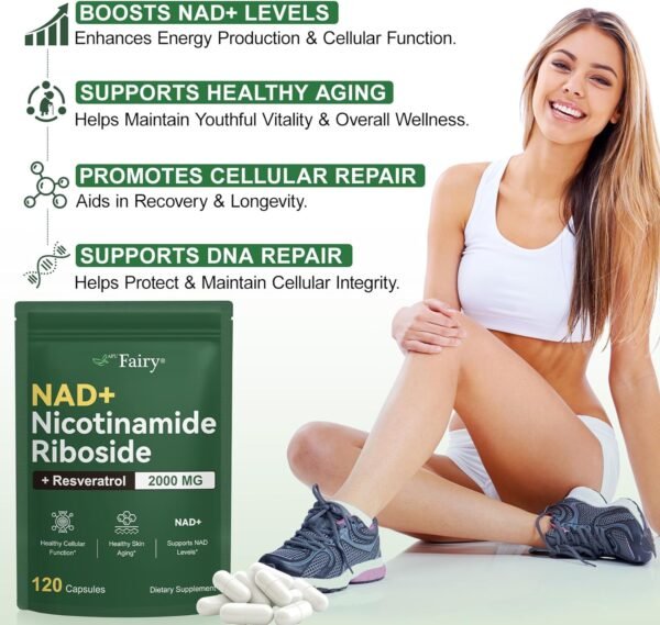NAD Supplement,Nicotinamide Riboside,NAD 2000MG Liposomal Supplements for Women & Men,Liposomal Nicotinamide Riboside Resveratrol for Anti-Aging, Energy,Focus 120 Capsule (120)