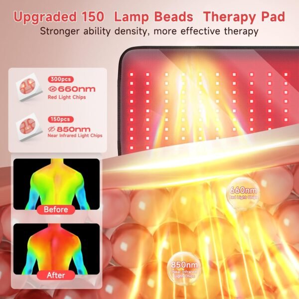 2025 Upgraded Red Light Therapy for Body, 24" x 12" Large Size Red Light Therapy Pad with Timer, 660nm&850nm Infrared Light Therapy Mat Full Body(Black)