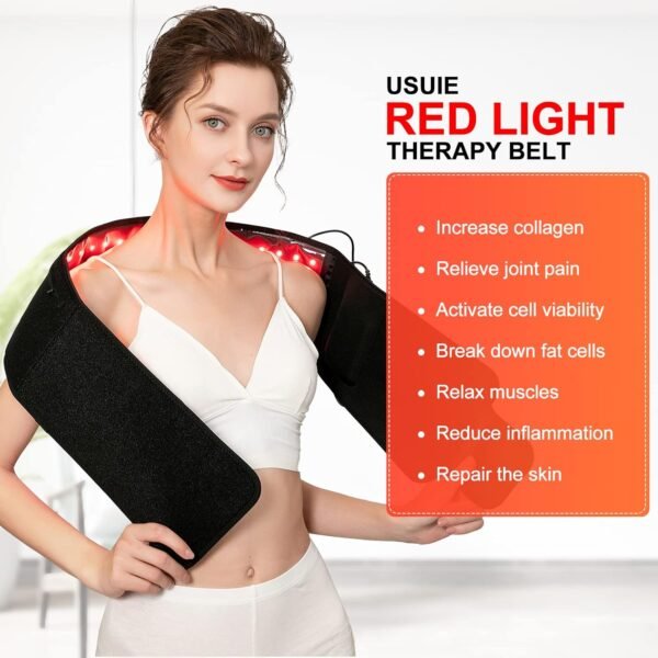 Red Light Therapy Belt, Infrared Light Therapy Wrap Red Light Therapy Device for Body with Timer for Back Shoulder Waist Muscle Pain Relief for Women Men