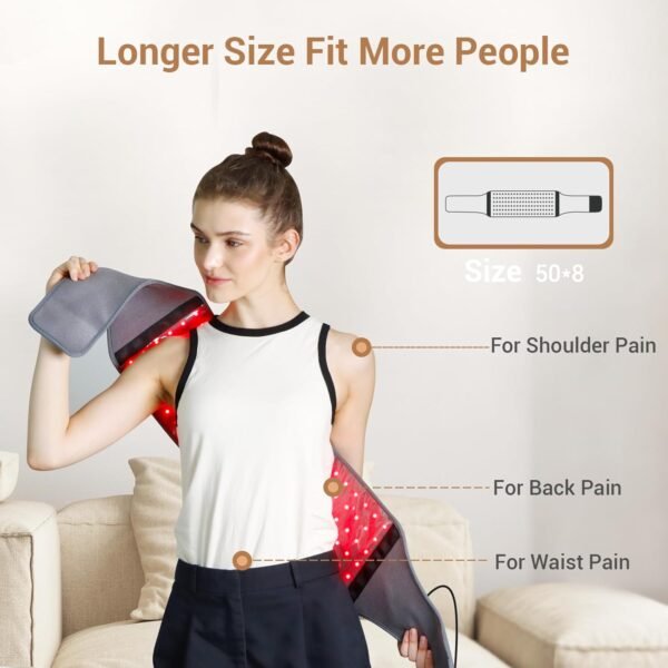 71KDAnkMNCL._AC_SL1500_.jpg Comfytemp Red Light Therapy Belt with 126 LEDs, FSA HSA Eligible Infrared Red Light Therapy for Body, 660nm & 850nm, 22W Light Wrap with Timer for Back Waist Belly Joint Muscle Pain Relief(Corded)