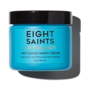 Eight Saints Skin Care Up the Anti Night Cream Face Moisturizer to Reduce Fine Lines and Wrinkles, Natural and Organic Anti Aging Cream For Face & Neck with Niacinamide and Hyaluronic Acid, 2 Ounces