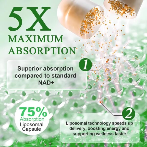 NAD+ Supplement, 910MG Liposomal NAD+ for Women & Men, Nicotinamide Riboside, Resveratrol, Quercetin, NAD Resveratrol Supplement for Anti-Aging, 120 Capsules