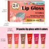 71KJ7tH1rL._SL1500_.jpg AZEN 24 Pack Lip Gloss Set, Color Lip Oil for Dry Cracked Lips Moisturizing Hydrating Nourishing with Vitamin E