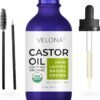 velona USDA Certified Organic Castor Oil - 2 fl oz | Stimulate Growth Eyelashes, Eyebrows, Hair | Cold pressed, Natural Oil, USP Grade | Hexane Free, Lash Boost Serum, Caster | Starter Kit…