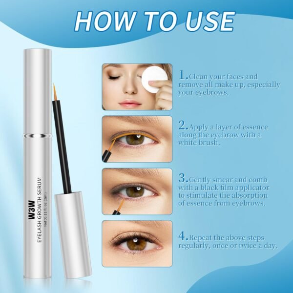71KNqMcjpQL._SL1500_.jpg W3W Eyelash Growth Serum, Lash Serum For Longer, Thicker Lashes, Eyelash Serums with Natural Formula (3ml)