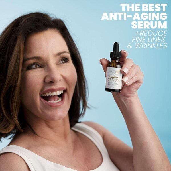 71KWGUVyDIL._SL1500_.jpg Eva Naturals Vitamin C Face Serum With Hyaluronic Acid - Anti Aging Serum - Reduce Dark Spots, Acne & Wrinkles - Retinol, Niacinamide & Salicylic Acid, Brightening Skin Serum for Glowing Skin