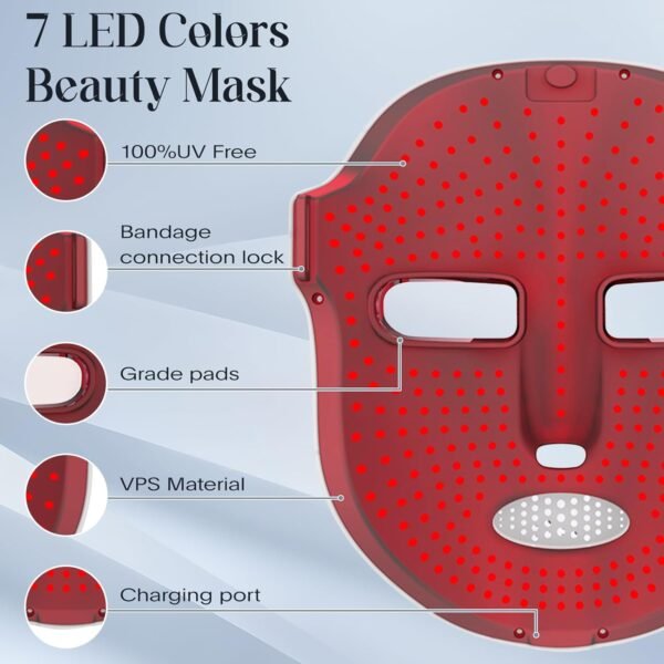 Red Light Therapy Mask for Face, Led Face Mask Light Therapy, 7 Colors LED Facial Skin Care at Home, Gold