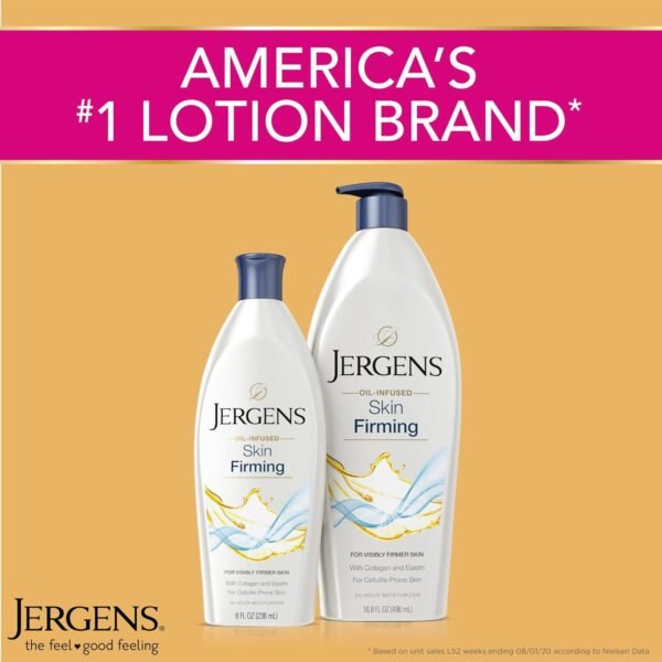 Jergens Skin Firming Body Lotion for Dry to Extra Dry Skin, Skin Tightening Cream with Collagen and Elastin, Dermatologist Tested, Hydralucence Blend Formula, 16.8 Oz, Pack of 3