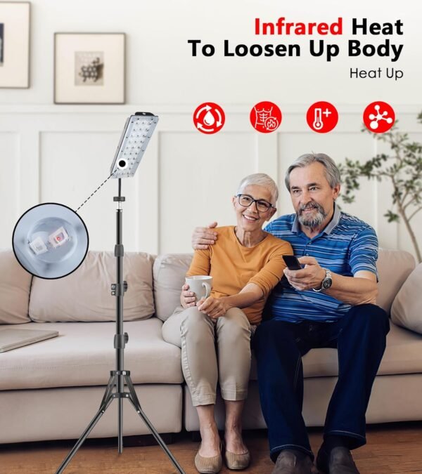 Red Light Therapy Lamp, Infrared Light Therapy with Stand - 660nm Redlight and 850nm Near Infrared Light Device for Body Pain Relief Skin Care