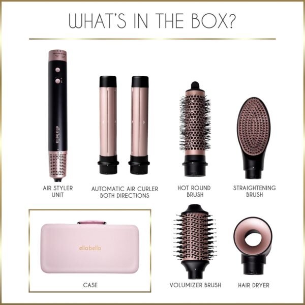 71LbyEppDL._AC_SL1500_.jpg ELLA BELLA® 6 in 1 Professional Hot Air Styler • Powerful Hair Dryer & Straightener Set • Styling Without Heat Damage • Fast Drying Curling Volumizing Straightening • Includes Protective Travel Case