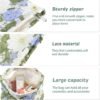 71M5AlaSC2L._AC_SL1500_.jpg Flower Makeup Bags Travel Large Floral Cosmetic Bag for Women Cute Makeup Pouch Zippered Portable Toiletry Bag Lace Trendy Aesthetic Make up Organizer Bag Cosmetic Pouch for Purse