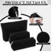 3 Pcs Makeup Bag Set for Women Corduroy Cosmetic Pouch Aesthetic Smile Travel Toiletry Bag Cute Purse Pouch Pencil Case Makeup Brushes Storage Organizer with Zipper(Black,Solid Style)