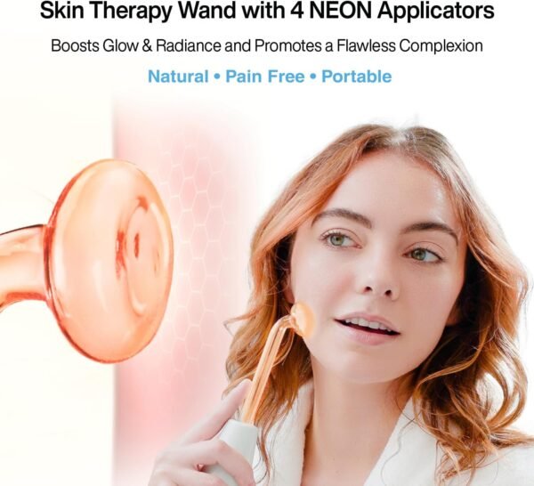 Pure Daily Care NuDerma Handheld Skin Therapy Wand Machine w/Neon – Anti-Aging - Skin Tightening - Wrinkle Reducing - Dark Circles – Clarifying - Hair & Scalp Stimulator