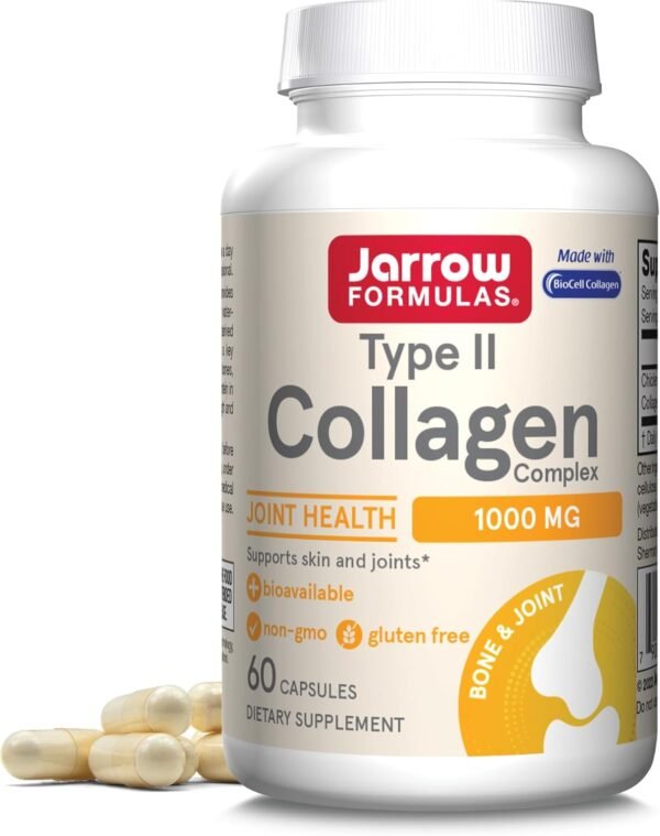 71MFbz7FosL._AC_SL1500_.jpg Jarrow Formulas Type II Collagen Complex 1000 mg Supplements, Supports Skin and Joint Health, 60 Capsules, 30 Day Supply