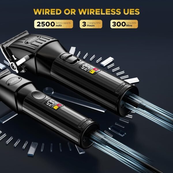 Professional Hair Clippers for Men Cordless Trimmers Kit with LED Display Beard Trimmer for Kid Cordless Beards Trimmer Haircut Grooming Kit Gift for Men Women Barber Kids (Black)