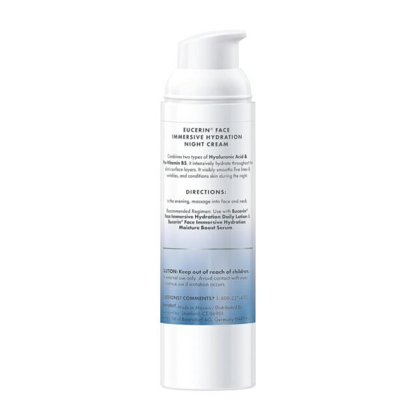 71MYYZd5eoL._SL1500_.jpg Eucerin Face Immersive Hydration Night Cream with Hyaluronic Acid and Provitamin B5, Ultra-Lightweight Face Moisturizer Smooths Fines Lines and Wrinkles, 2.5 Oz Bottle