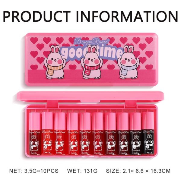 10 Colors Lip Tint Stain Set, Korean Lip Gloss Watery Lip Stain Moisturizing Mini Liquid Lipstick Set, Multi-Use Lip and Cheek Tint, Non-Stick Cup, High Pigment, Long-Lasting, Vivid Color (Set B)