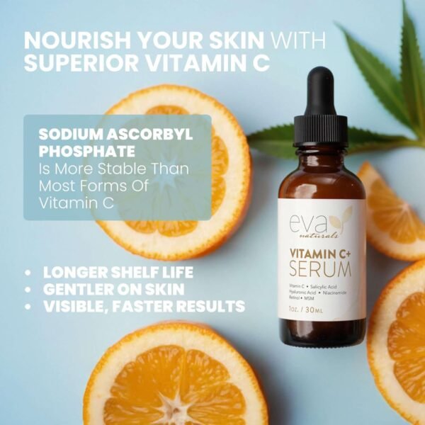 71NGLVqIxzL._SL1500_.jpg Eva Naturals Vitamin C Face Serum With Hyaluronic Acid - Anti Aging Serum - Reduce Dark Spots, Acne & Wrinkles - Retinol, Niacinamide & Salicylic Acid, Brightening Skin Serum for Glowing Skin