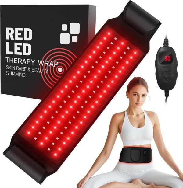 Red Light Therapy for Body:5 Light Levels Infrared Light Heat Therapy Belt Wrap for Back/Waist/Muscle/Pain Relief 660nm & 850nm Led Beads Red Light Therapy Device with Timer