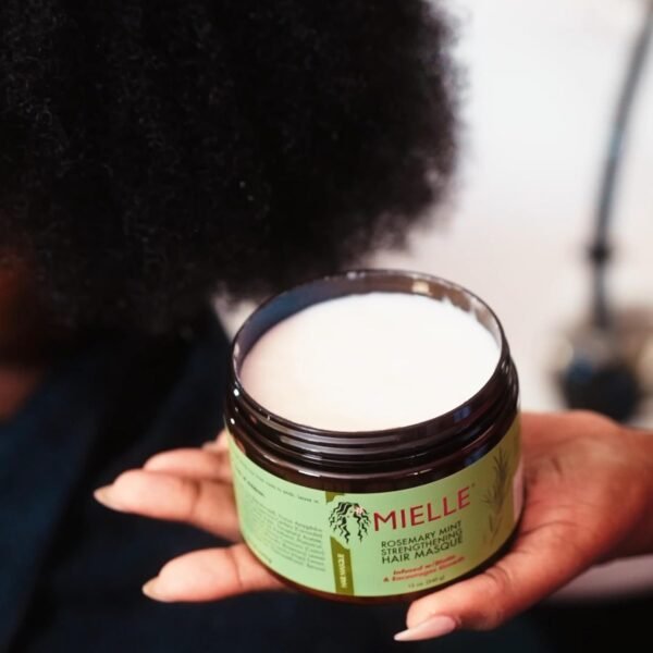 Mielle Organics Rosemary Mint Strengthening Hair Mask for Damaged Hair - Deep Conditioning Treatment Enriched with Biotin, Honey & Coconut Oil - Helps Encourage Longer, Healthier Strands (12 Oz)