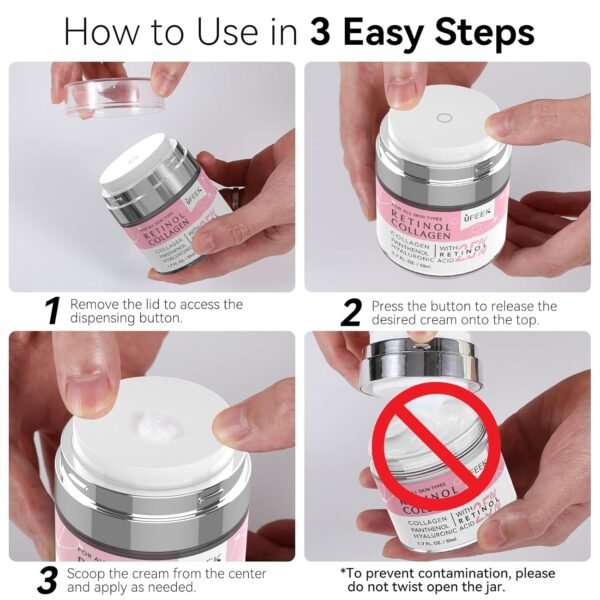 71NdXgE7WFL._SL1500_.jpg Retinol Face Moisturizer with Collagen & Hyaluronic Acid - Instant Face Lift Cream, Neck Cream for Tightening and Firming, Wrinkle Cream for Women and Men, 1.7 Fl Oz