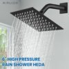 Airuida Shower Faucet Set with Tub Spout Bathtub Faucet Kit Shower Tub Faucet Set Complete Tub Shower Trim Kit with Solid Brass Rough-in Valve and 6 Inch Rainfall Square Showerhead Matte Black
