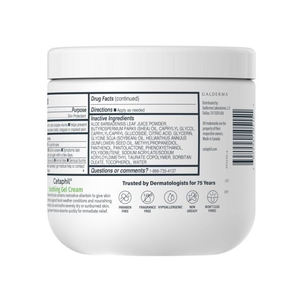 71NhHOMjnBL._SL1500_.jpg Cetaphil Soothing Gel-Cream with Aloe Instantly Soothes and Hydrates Sensitive Skin, Fragrance and Paraben Free, 16 oz