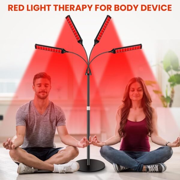 Viconor Red Light Therapy Lamp,4 Head Infrared Light Therapy for Body Device with Adjustable Stand-660nm Red Light＆850nm Near Infrared Light Therapy Device for Face,Body,Pain,Skin at Home
