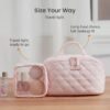 71OzgrrokXL._AC_SL1500_.jpg LOVEVOOK Travel Makeup Bag for Women, 2Pcs Set Puffer Waterproof Cosmetic Organizer, Large Capacity Pouch Open Flat Toiletry Bag with Divider & Handle, Portable Gift for Her, Pink