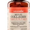 NatureWise Multi Collagen Peptides Pills for Women & Men - Type I, II, III, V, X w/Hyaluronic Acid - Supports Skin, Hair, Joint Health* - Grass Fed, Gluten Free, Non-GMO - 90 Capsules[30 Day Supply]