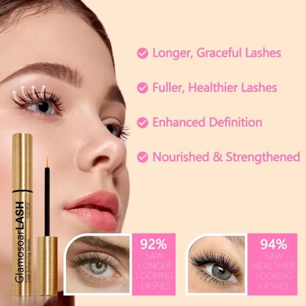 71PeOPY0qvL._SL1500_.jpg Glamosoar Eyelash Growth Serum Lash Boost & Enhancing Serum - Get Fuller,Longer & Stronger Lashes - 4 mL