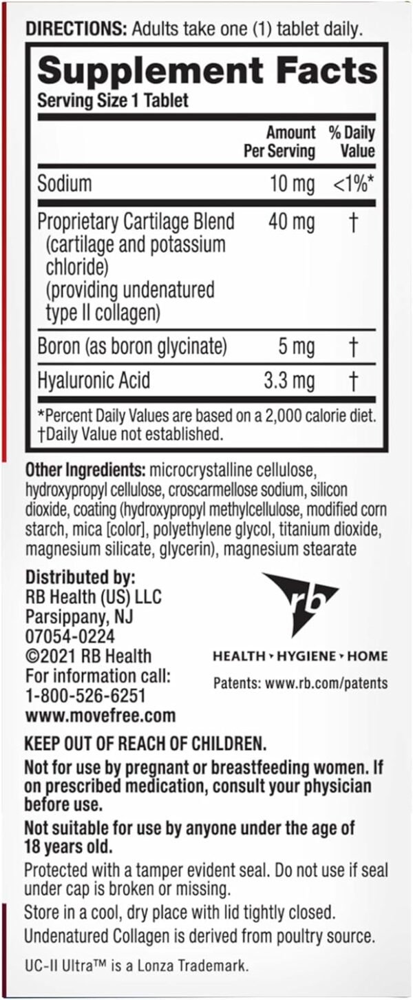 71Pu7oLLF7L._AC_SL1500_.jpg Move Free Ultra Triple Action Joint Support Supplement - Type II Collagen Boron & Hyaluronic Acid - Supports Joint Comfort, Cartiliage & Bones in 1 Tiny Pill Per Day, 64 Tablets (64 servings)