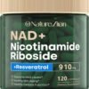 NAD Supplement 120 Capsules, Liposomal Nicotinamide Riboside, Resveratrol, Quercetin, NAD Nicotinamide Riboside Resveratrol 910mg for Women & Men, NAD Supplement for Anti Aging and Cell Regeneration
