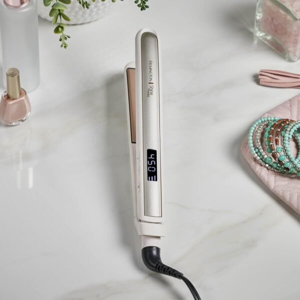 71QR-4FIdRL._AC_SL1500_.jpg Remington Shine Therapy 1 inch Hair Straightener Iron, Flat Iron Infused with Argan Oil & Keratin, Professional Ceramic Flat Iron for Less Frizz, Shines and Smooth, Styling Tools