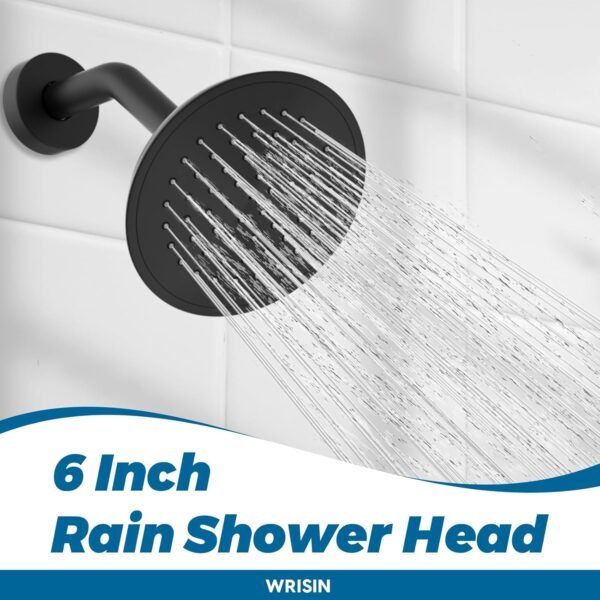 71QTMtwwcHL._AC_SL1500_.jpg WRISIN Black Shower Faucet Set with Tub Spout, Black Shower Head and Handle Set, Bathtub Faucet Set with 6 Inch High-Pressure Rain Showerhead
