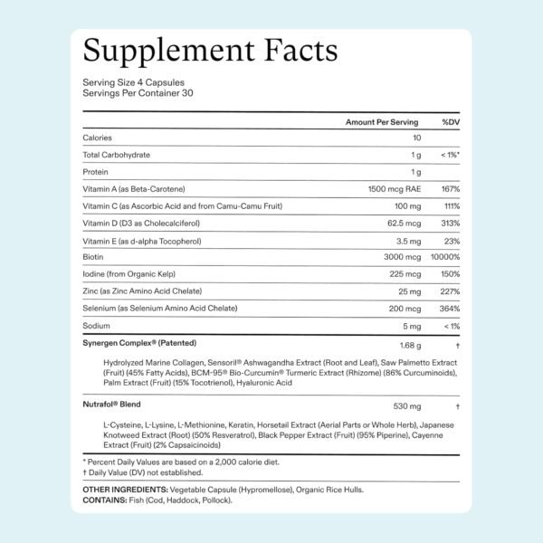 Nutrafol Women's Hair Growth Supplements, Ages 18-44, Clinically Proven for Visibly Thicker and Stronger Hair, Dairy-Free, Soy-Free, Dermatologist Recommended - 1 Month Supply