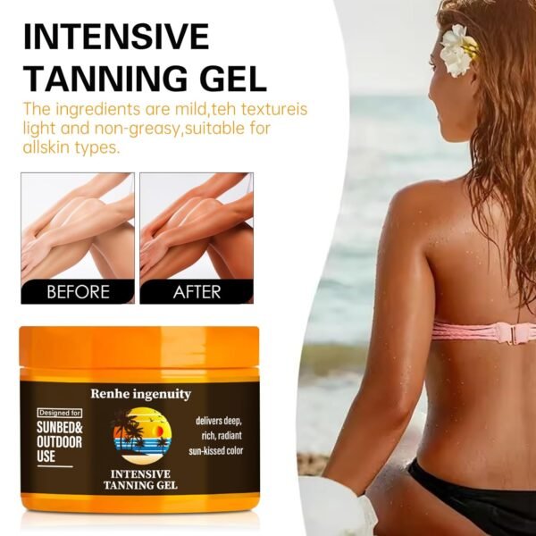 Luxury Intensive Tanning Gel, Natural Tanning Accelerator Cream Gel, for Sunbeds & Outdoor Sun (1pcs)