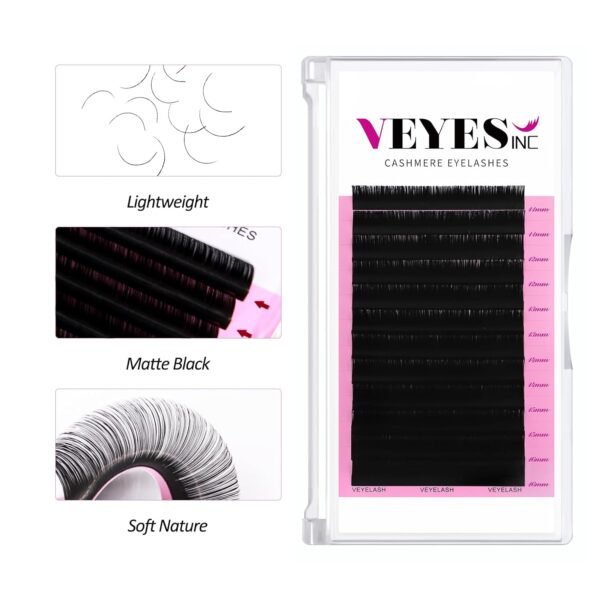 71QdooFbOL._SL1500_.jpg VEYES INC Cashmere Volume Lash Extensions C CC D DD LD L B J M Curl 0.03-0.20 thickness 5-25mm, Super Matte Black Individual Eyelashes Tray, Professional Supplies for Lash Techs (0.05 C 8-16mm)