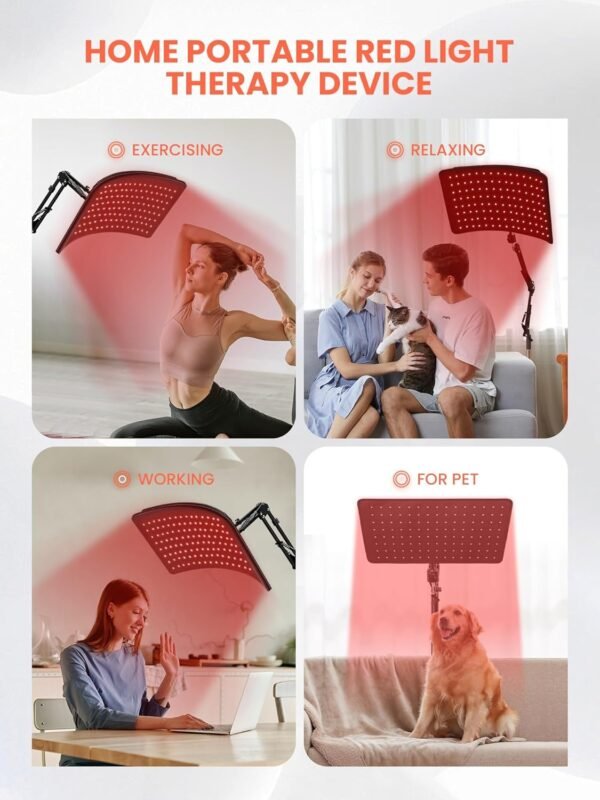Red Light Therapy for Body, 2 in 1 Removable Red Light Panel Red Infrared Light Therapy Lamp with Stand 660nm & 850nm Red Light Therapy for Face Back or The Whole Body