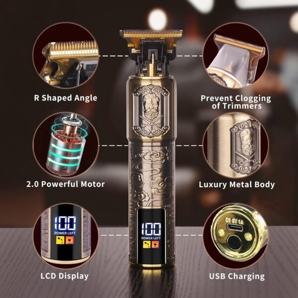 Ufree Professional Beard Trimmer for Men, Zero Gapped T-Blade Hair Clipper & Mustache Trimmer Kit with LCD Display, Precision Edgers for Haircut & Grooming, Barber-Grade Electric Shaver, Gifts for Men