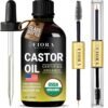 71RhFZY750L._SL1500_.jpg Organic Cold Pressed Castor Oil USDA Certified Eyelash and Hair Growth Serum, Hexane-Free, Conditions and Stimulates Growth for Lashes, Brows and Hair