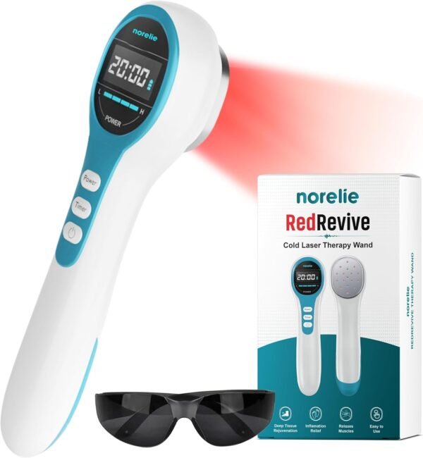 71RhifWIKyL._AC_SL1500_.jpg Norelie RedRevive Cold Laser Therapy Device - Portable Infrared and Red Light Therapy Wand for Relief of Joints, Muscle and Body Pain, Dual Wavelength Technology with 4 Intensity Levels