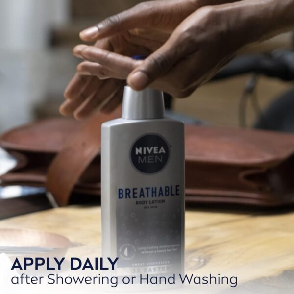 NIVEA MEN Breathable Body Lotion, 48 Hour Hydrating Lotion for Men, 13.5 Fl Oz Bottle