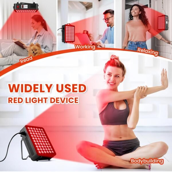 Red Light Therapy for Body, 660nm 850nm Near Infrared Light Therapy Panel, 60 Dual Chip LED Device with 300W of Power, Ideal for Body, Face, Improve Sleep, Skin Health, Includes Hanging Kit & Handle