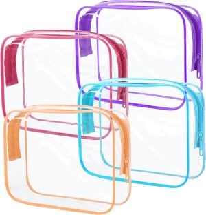 71S2pLktlYL._AC_SL1500_.jpg 4Pack Clear Makeup Bags Waterproof Organizer Bags with Zipper Transparent Travel Cosmetic Bag TSA Approved Toiletry Bag Pouch Case for Vacation Airport Airline Compliant (Multicolour, Medium)