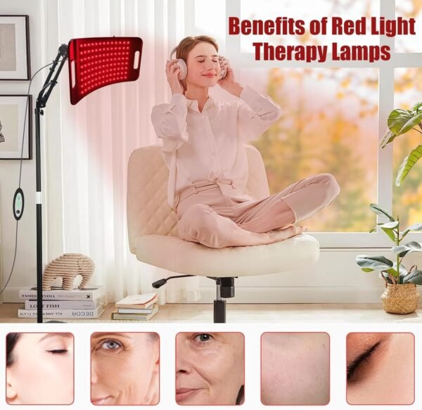Red Light Therapy Lamp,Infrared Light Therapy with 660nm Visible Red Light & 850nm Invisible Infrared Light with Floor Stand 104 LEDs,Infrared Light Therapy for Body Device Effective for Skin Repair