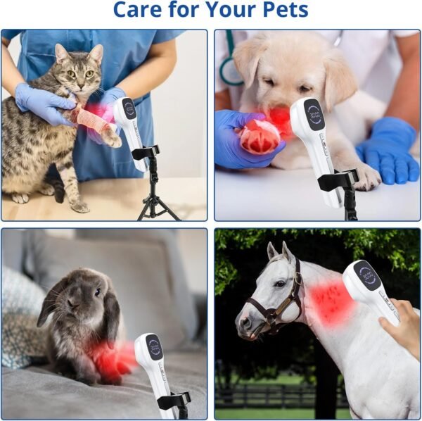 Cold Laser Therapy Device for Humans & Dogs, 4x808nm + 14x650nm Red Light Therapy for Body Pain Relief, Handheld lllt Near Infrared Light Wand with Stand for Joint, Back, Knee, Muscle Use