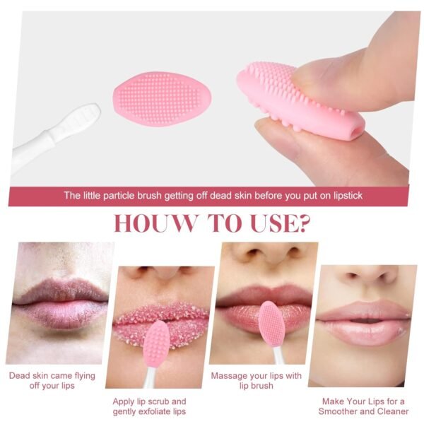 5 Pcs Lip Scrub Brush,Lip Scrubber Exfoliator,Double-Sided Silicone Lip Brush Tool for Men Women Lip Lightening, Lip Exfoliator Scrubber Tool for Dark Lips