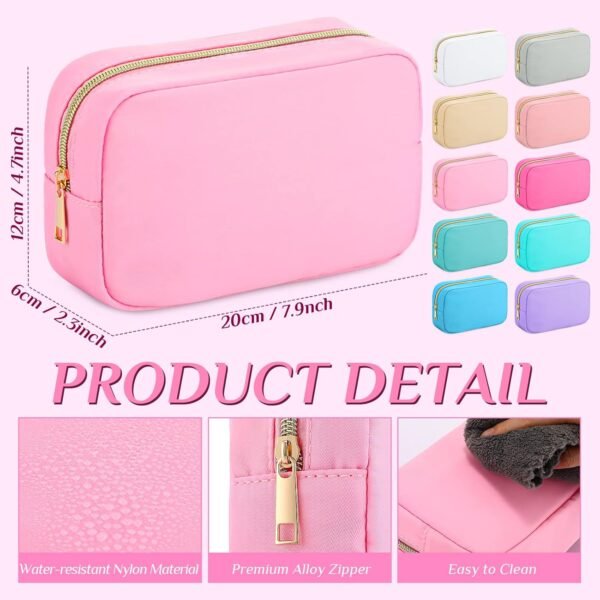 71T1g0faF8L._AC_SL1500_.jpg Sweetude 10 Pieces Nylon Makeup Bag Cosmetic Bags for Women Reusable Makeup Organizer Bag Cosmetic Travel Bag Big Capacity Toiletry Travel Organizer with Zipper(Colorful)
