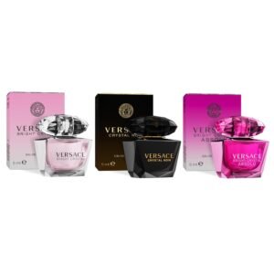 71T7TQZmWPL._SL1500_.jpg Versace Perfume for Women Set of 3 Mini, Bright Crystal, Crystal Noir, Bright Crystal Absolu, Perfume for Women Fragrance Sampler Set Designer Womens Samples (3 Count, 0.17 oz)